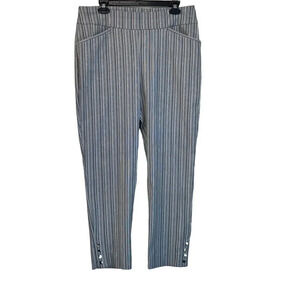 Chico's Perfect Stretch Womens 2 US L/12 Black/White Ankle Strips Pants